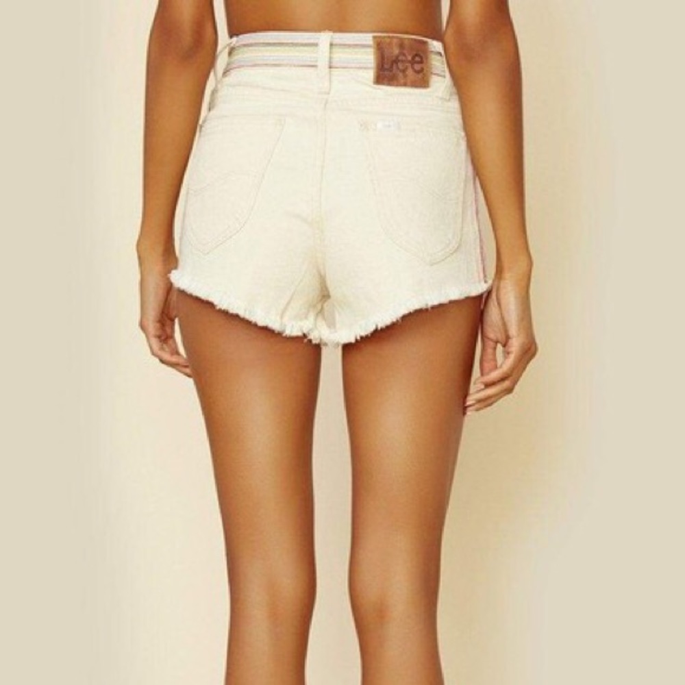 Lee - Rainbow Embroidery Cut Off Shorts - Ecru - Picture 8 of 8